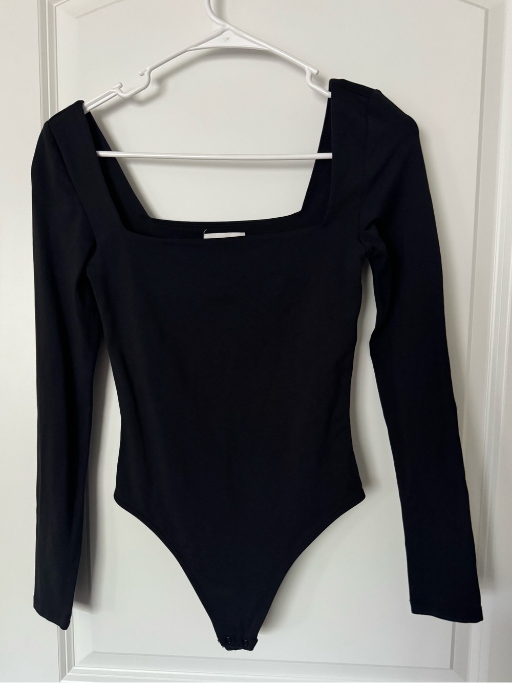 Babaton by Aritzia Black Square Neck Long Sleeve Bodysuit
